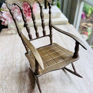 Unique Vintage Bronze Miniature Rocking Chair